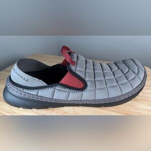 Merrell Hut Moc Gray and Red Quilted Men's Slip-On Shoes